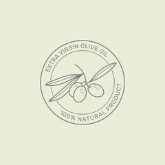 Olive oil logo design template. Linear style. 