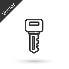 Grey line House key icon isolated on white background. Vector.