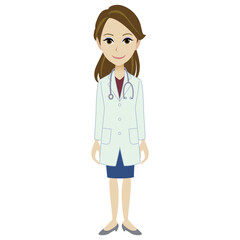 A woman doctor wearing lab coat