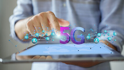 5G network concept, high-speed Internet, network wireless technology, 3d rendering