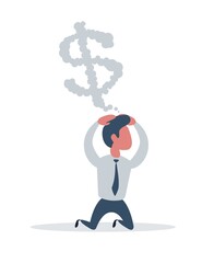Businessman or manager. A man is thinking about money. Illustration, vector