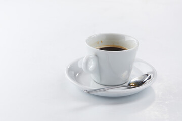 cup of coffee on the white