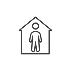 Stay home line icon. linear style sign for mobile concept and web design. Stay safe at home outline vector icon. Symbol, logo illustration. Vector graphics