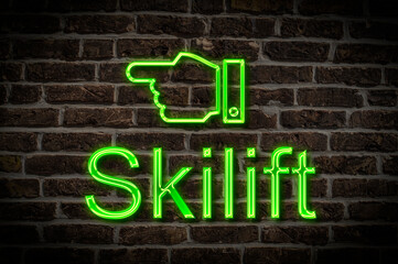 Fototapeta premium Leuchtreklame Skilift