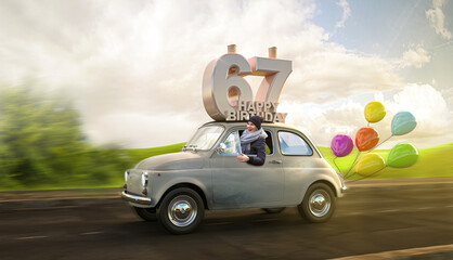 Geburtstagsauto Happy Birthday 67