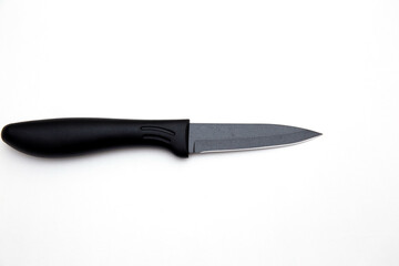 set of black luxury kitchen knife isolated on white 