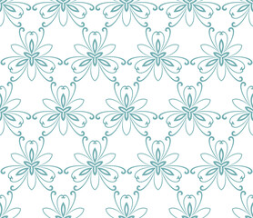 Floral blue ornament. Seamless abstract classic background with flowers. Pattern with repeating floral elements. Ornament for fabric, wallpaper and packaging