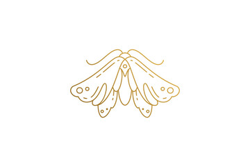 Wild moth silhouette elegant linear vector illustration. - obrazy, fototapety, plakaty