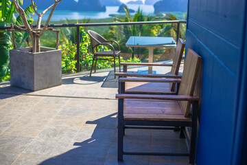 Panoramic nature background (mountains, sea, trees, twilight lights in the sky, waterfront communities), naturally blurred through the wind, seen on tourist spots or scenic spots