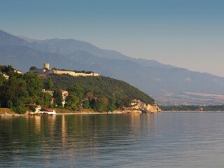 View with Platamonas coast , Platamon Castle and Olimp Mountain