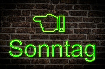 Obraz premium Leuchtreklame Sonntag