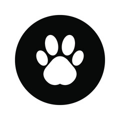 Fototapeta premium Flat cartoon animal footprint. Cat or dog paw web icon color editable