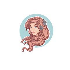 vector portrait of beautiful nature girl for your logo, label, emblem