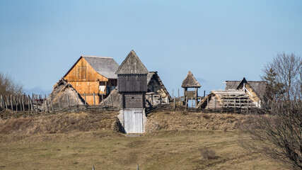 historical court replica of 12 th century medieval architecture housing