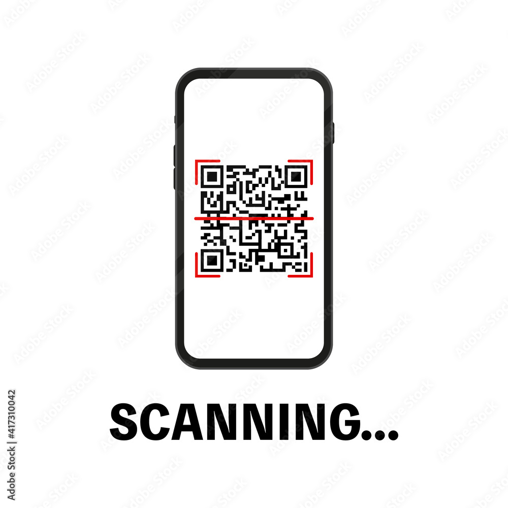 Poster realistic smartphone mockup with scan qr code. vector illustration