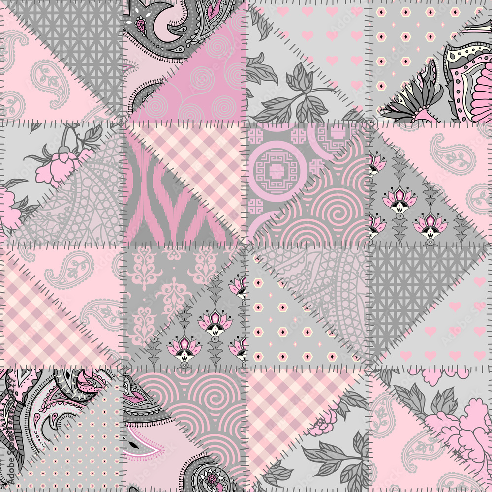 Poster seamless background pattern. textile patchwork pattern. vector image