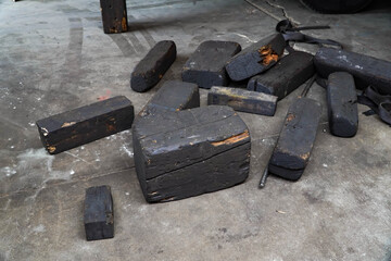 Wooden Railway sleepers in a pile
