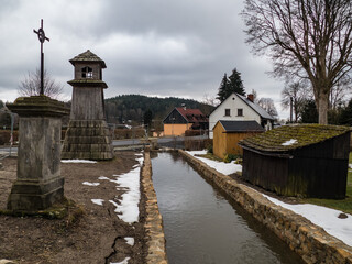 Fototapeta na wymiar traditional village architecture in northern bohemia