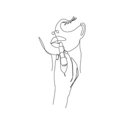 Continuous Line Drawing of Woman Face, Fashion Minimalist Concept, Woman Beauty Drawing, Vector Illustration. Good for Prints, T-shirt, Banners, Slogan Design Modern Graphics Style