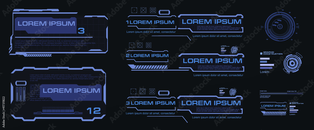 Poster set panels and frames for streaming, virtual messages and online communication on the internet. futu