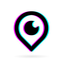 eye pin location logo vector icon