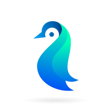 blue penguin logo vector icon