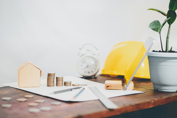 Building design concept Architectural workbench with structural drawing device The concept of uncle...