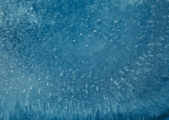 Iced texture with separate small round air bubbles trapped inside 