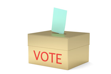 Vote box isolated on white background 3D illustration.