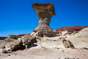 Formations of stones in desert of Ischigualasto Provincial Park, north-western Argentina, Patagonia