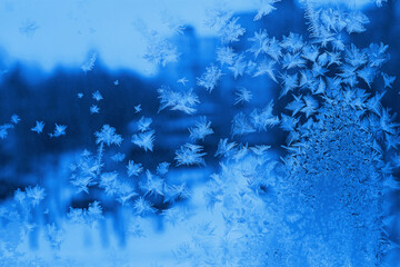Beautiful ice patterns on winter window