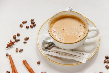 cup of coffee with cinnamon