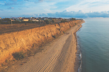 The steep clayey shore of the Black Sea. Odessa region, Ukraine