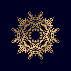 luxury Abstract mandala design gold color vector logo icon illustration for print, poster, cover, brochure, flyer, banner