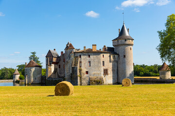 View of Chateau de la Brede, feudal castle in commune of La Brede in Gironde departement, France