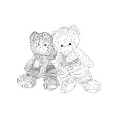 Hand drawn bears isolated on white background