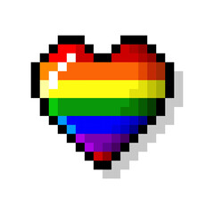 8 bit pixel rainbow heart