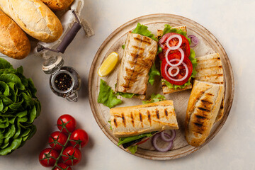 Traditional Turkish sandwich with a scorched mackerel