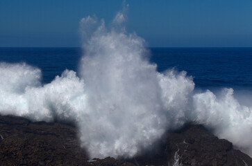 Gran Canaria, north coast, area around Punta Sardina cape, powerful foamy ocean waves