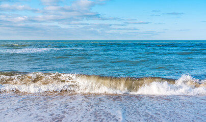 Beach with blue waves, summer relax