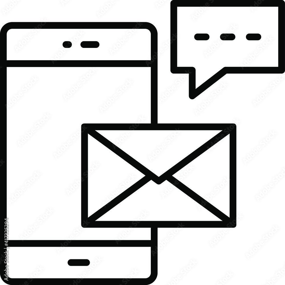 Poster auto answering concept, automated reply vector line icon design, internet of things symbol on white 