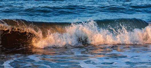Splashing waves on the beach