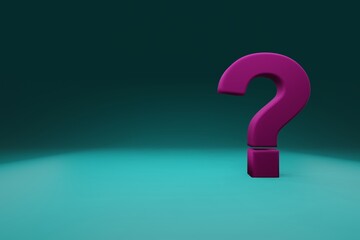 High detailed 3D font character question mark '?', 3D detailed illustration