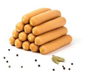 sausages and peppercorns on a white background