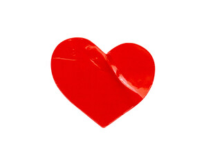 red heart shape sticker isolated on white background