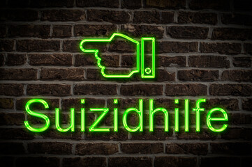 Obraz premium Leuchtreklame Suizidhilfe