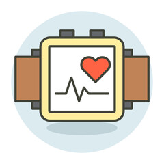 Fototapeta premium Health Tracking Wrist Band Concept Vector color line Icon Design, Gym Fitness symbol on white background, Workout exercise equipment stock illustration