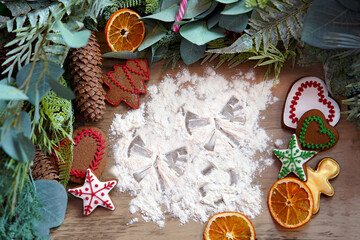 Cookie cutter Christmas digital backdrop | 3 snow angels