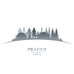 Prague Czech city silhouette white background