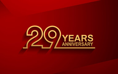 29 years anniversary line style design golden color with elegance red background for celebration